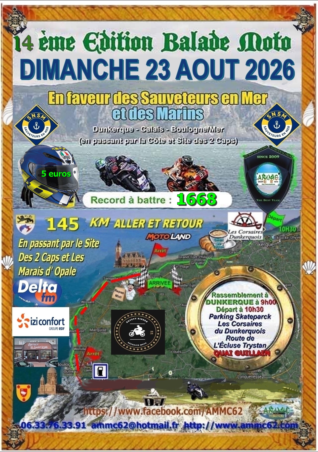 Balade Moto en faveur des Sauveteurs en Mer et des Marins par l'AMMC 62