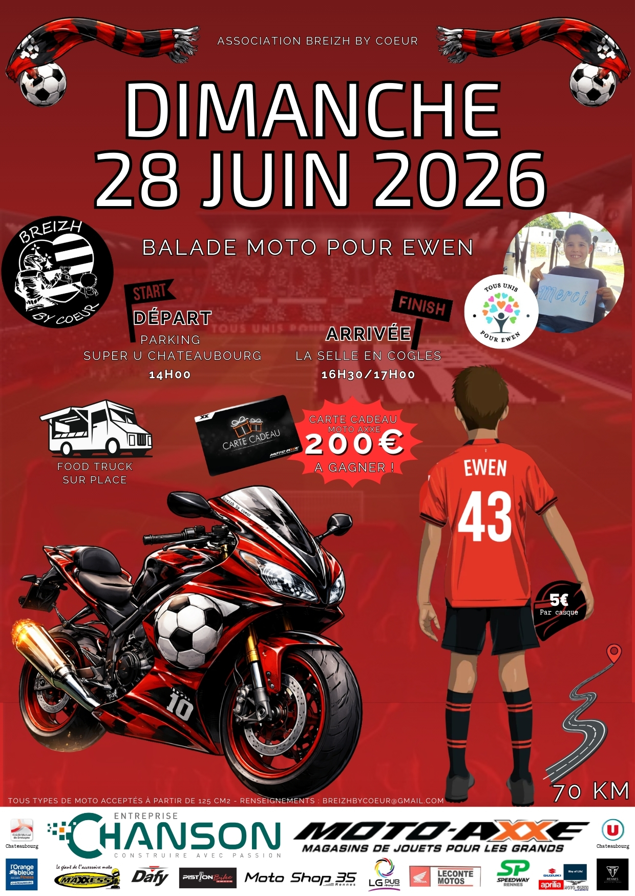 Balade moto pour Ewen organisé par l'association Breizh by coeur !