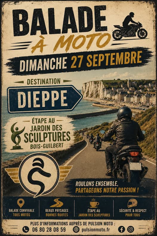 Balade moto vers Dieppe avec Pulsion Moto