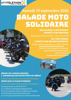 Balade Solidaire au Profit du Téléthon par Evasion Moto Club Pontois